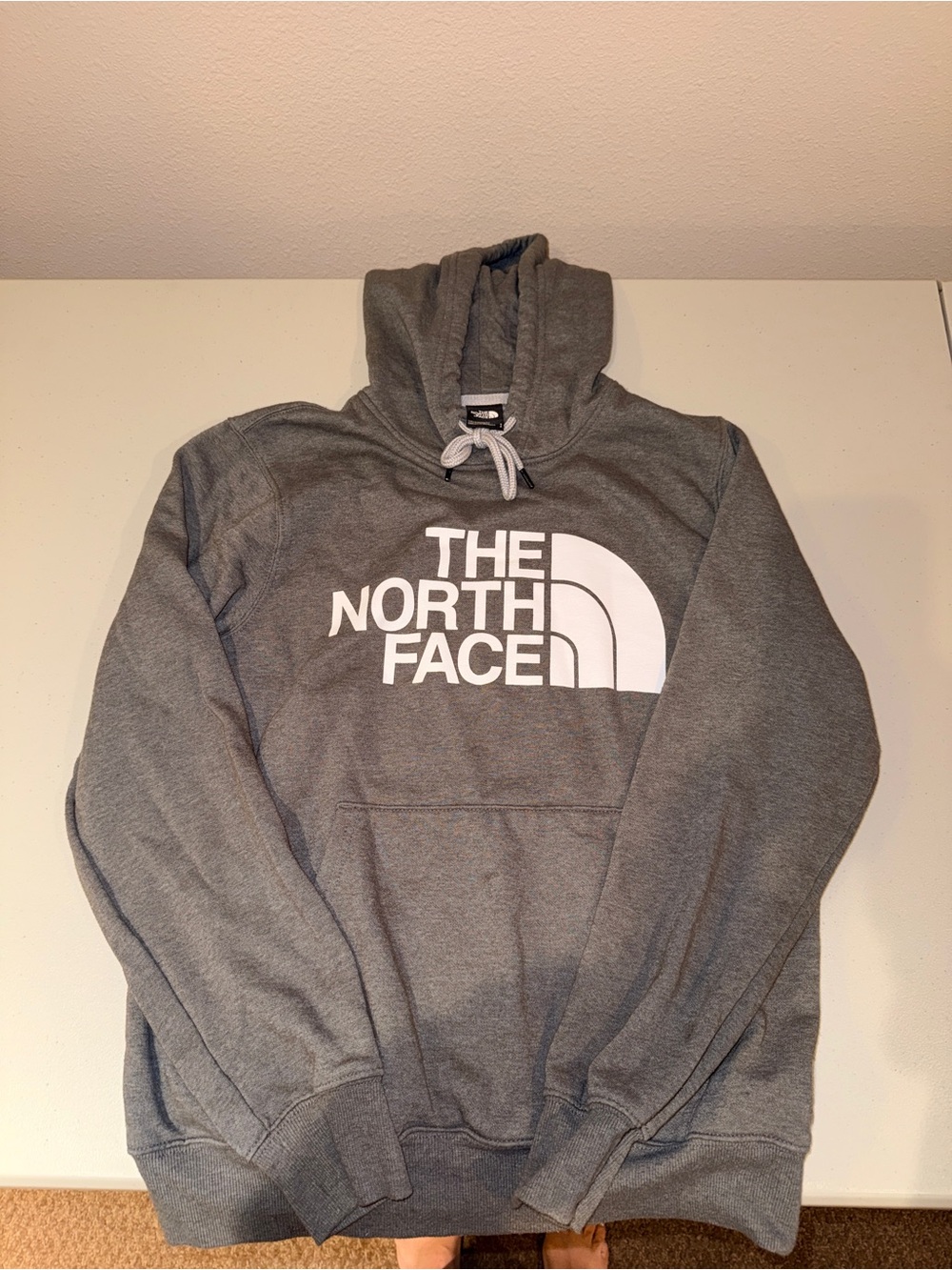 The North Face Gray Pullover Hoodie with White Logo